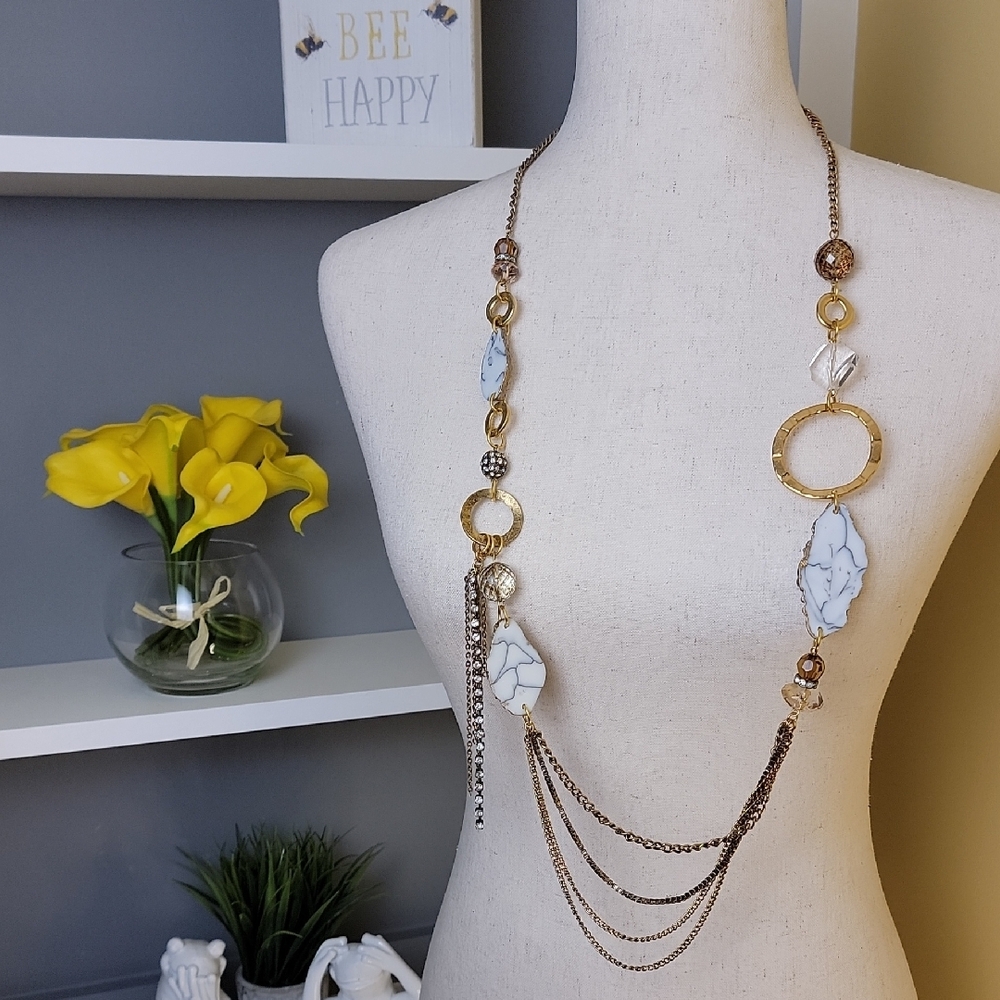 Chico's Gold and White Necklace